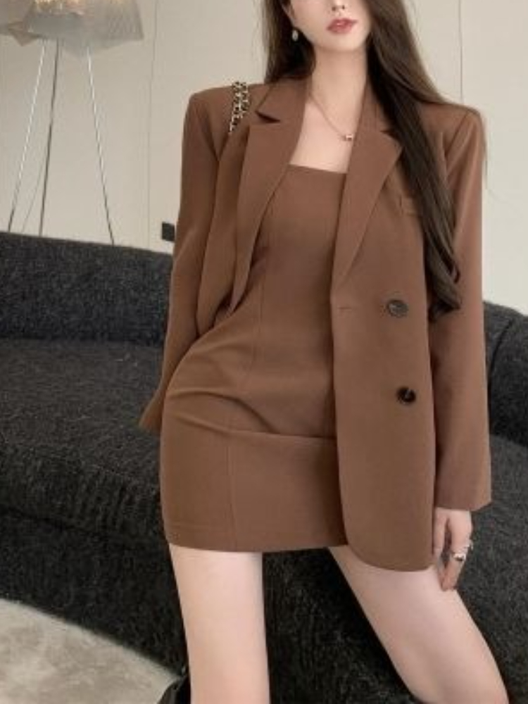 Winter Clothing Pk - الخريف الشتاء البني أنيقة 2 قطعة