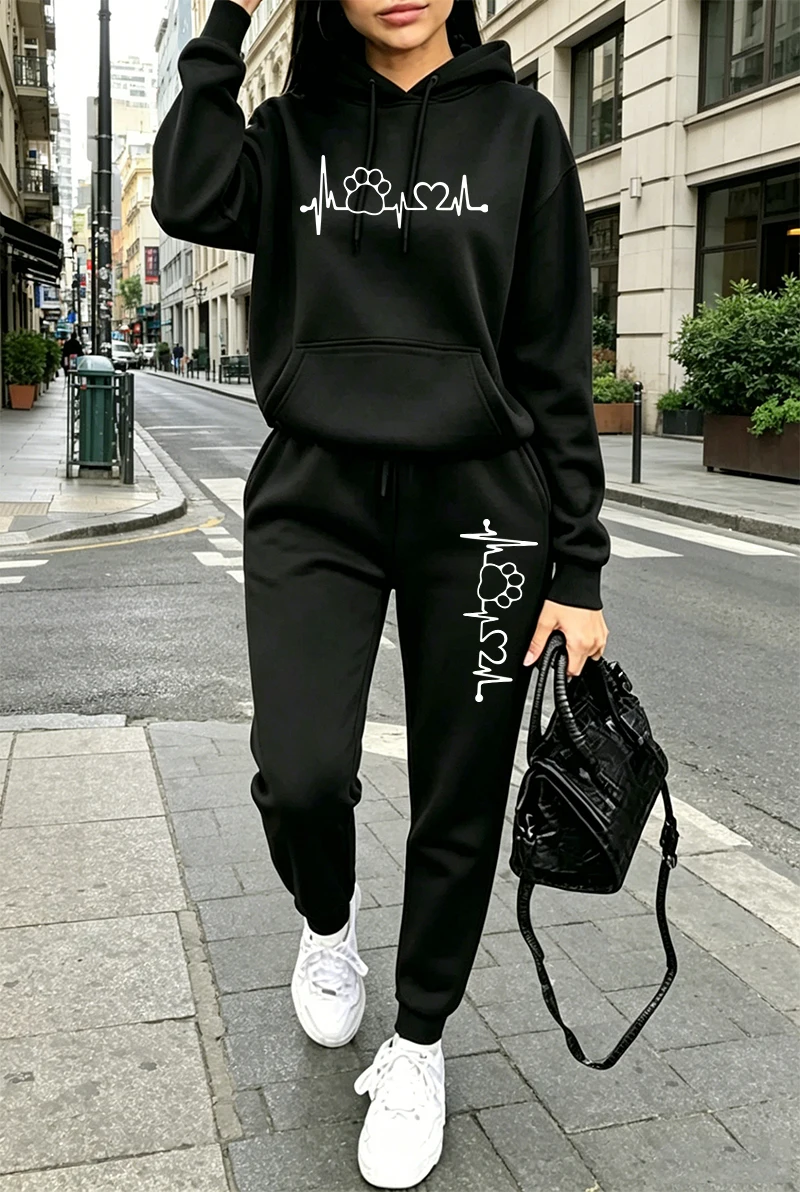 Winter Clothing For Women - بدلة رياضية نسائية 2026 مطبوعة، هودي