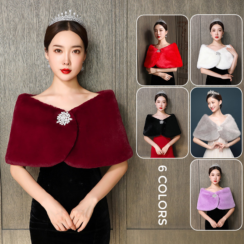 Winter Clothing Pk - شال زفاف نسائي لحفلات الزفاف كيب